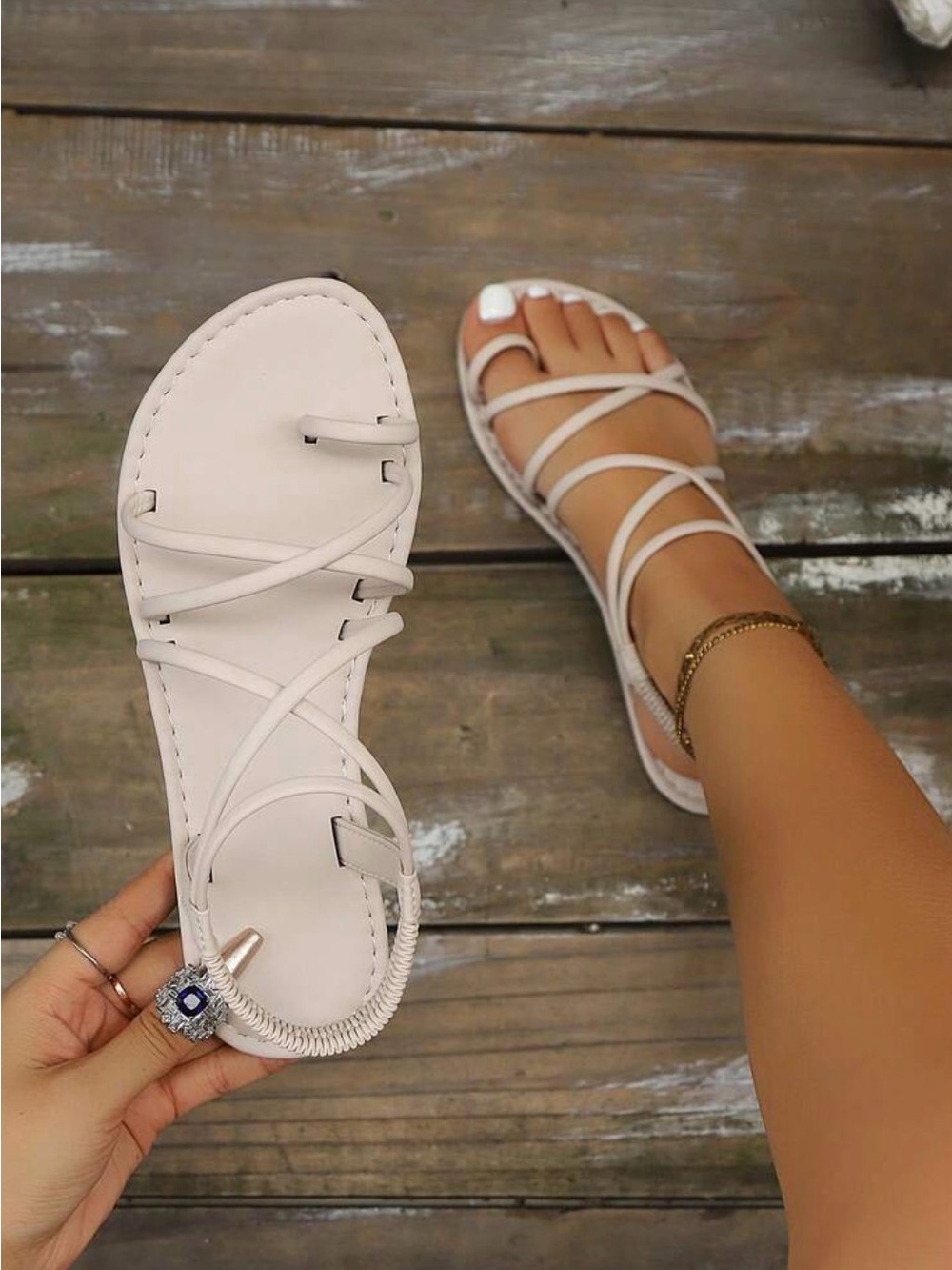 SHEIN Nude Crisscross Women’s Sandals size 8.5